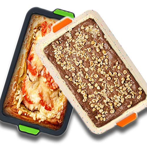 Moldes para Brownies de silicona Bandeja para hornear para brownies - Molde Rectangular para Tartas Brownie Pan Antiadherente Cuadrado de Accesorio para Hornear, 34x24cm Moldes para Brownies de silicona Bandeja para hornear para brownies - Molde Rectangular para Tartas Brownie Pan Antiadherente Cuadrado de Accesorio para Hornear, 34x24cm
