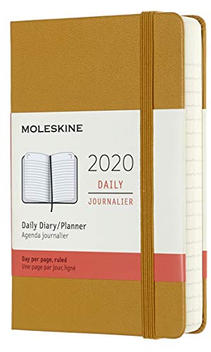 Moleskine - Agenda Diaria de 12 Meses 2020, Tapa Dura y Goma Elástica, Tamaño Pequeño 9 x 14 cm, 400 Páginas, Amarillo Ocre (AGENDA 12 MOIS)