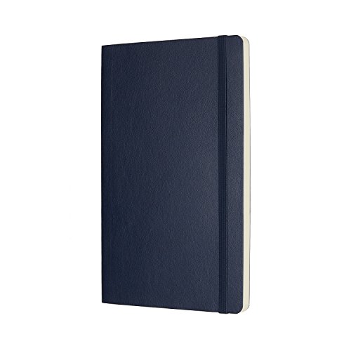 Moleskine - Cuaderno Clásico con Páginas Lisas, Tapa Blanda y Goma Elástica, Azul (Sapphire Blue), Tamaño Grande, 192 Páginas