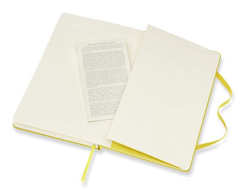 Moleskine - Cuaderno Clásico con Páginas Lisas, Tapa Dura y Goma Elástica, Color Amarillo Diente de León, Tamaño Grande 13 x 21 cm, 240 Páginas