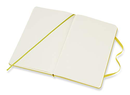 Moleskine - Cuaderno Clásico con Páginas Lisas, Tapa Dura y Goma Elástica, Color Amarillo Diente de León, Tamaño Grande 13 x 21 cm, 240 Páginas