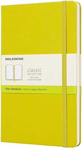 Moleskine - Cuaderno Clásico con Páginas Lisas, Tapa Dura y Goma Elástica, Color Amarillo Diente de León, Tamaño Grande 13 x 21 cm, 240 Páginas