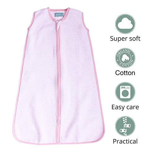 molis&co. Saco de Dormir para bebé. Ideal para Entretiempo. 1.0 TOG. Candy - Rosa. 18 a 36 Meses. Suave y Acogedor. 100% algodón orgánico, Ligeramente Acolchado.