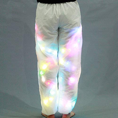 MoLiYanZi Mujeres Hombres Pantalones de luz LED Víspera de Todos los Santos Vistoso Luminoso Pantalones Blancos Partido Pantalones Casuales Accesorios de Baile Ropa de Fiesta, XL