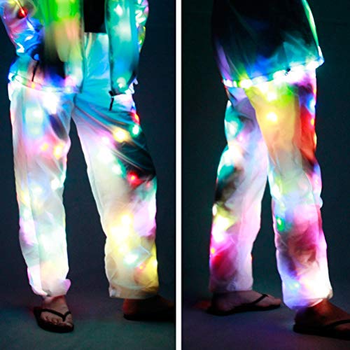 MoLiYanZi Mujeres Hombres Pantalones de luz LED Víspera de Todos los Santos Vistoso Luminoso Pantalones Blancos Partido Pantalones Casuales Accesorios de Baile Ropa de Fiesta, XL