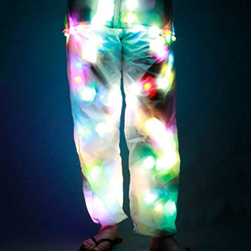 MoLiYanZi Mujeres Hombres Pantalones de luz LED Víspera de Todos los Santos Vistoso Luminoso Pantalones Blancos Partido Pantalones Casuales Accesorios de Baile Ropa de Fiesta, XL