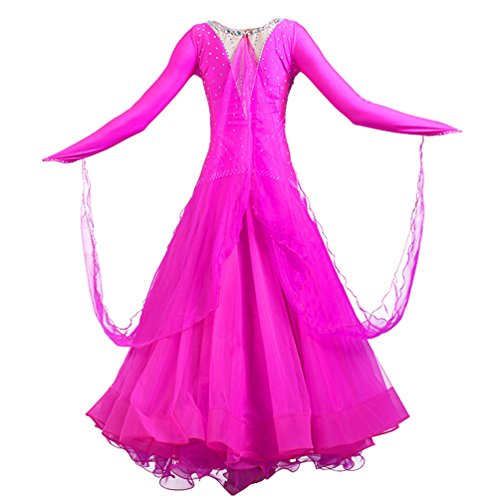 MoLiYanZi Vestuario de Baile Waltz Modern Performance para Mujeres con Vestidos de Competencia Disfraces de Baile de Salón, Rose Red, XXXL MoLiYanZi Vestuario de Baile Waltz Modern Performance para Mujeres con Vestidos de Competencia Disfraces de Baile de Salón, Rose Red, XXXL