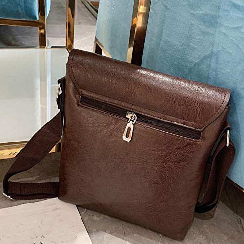 MOLUO Bolso Hombres s Business Diagonal Cross Bag Maletín Color sólido Maletín clásico Crossbody Bags Maletín de Negocios Brown