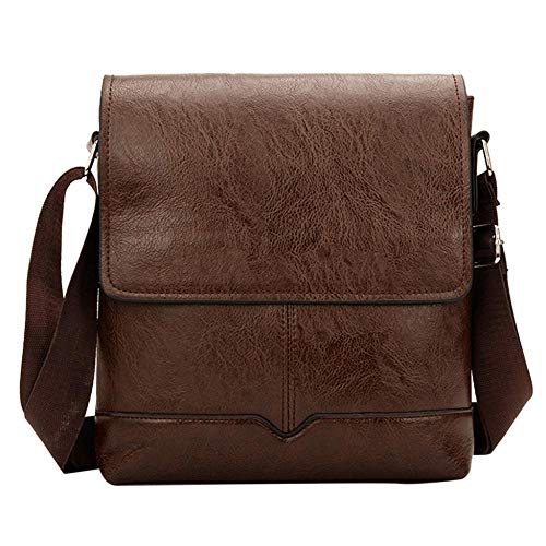 MOLUO Bolso Hombres s Business Diagonal Cross Bag Maletín Color sólido Maletín clásico Crossbody Bags Maletín de Negocios Brown