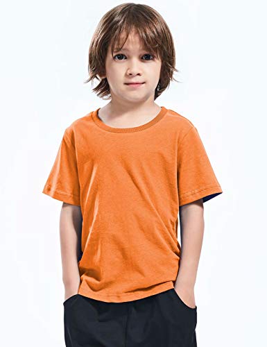 MOMBEBE COSLAND Camisetas Niños Corta Algodón T-Shirt, 146, Naranja Claro