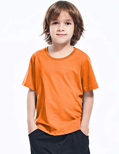 MOMBEBE COSLAND Camisetas Niños Corta Algodón T-Shirt, 146, Naranja Claro