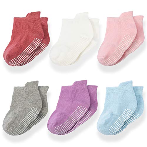 Momcozy Calcetines Bebe Calcetines Antideslizantes Niño Calcetines Niña Calcetines Casa Calcetines Niños Calcetines Cortos Calcetines Tobilleros para Niñas de 12 a 36 Meses 6 Pares