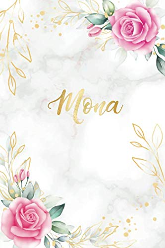 Mona: Personalisiertes Notizbuch im Blumen Design Tagebuch Journal Dankebuch Notizheft. Individuelles Geschenk für Frauen & Mädchen