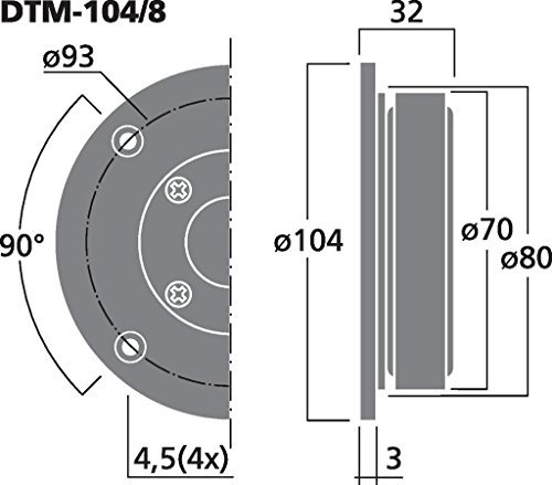 Monacor - Altavoz tipo tweeter domo (100 WMAX, 45 WRMS, 8 Ohm) Monacor - Altavoz tipo tweeter domo (100 WMAX, 45 WRMS, 8 Ohm)