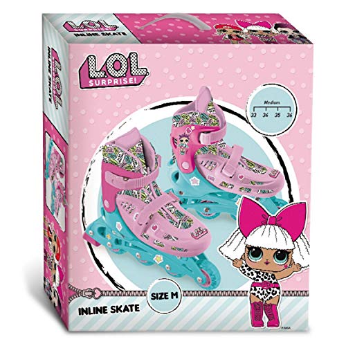 Mondo Toys – Design LOL In Line Skates – Patines en línea Ajustables – Ruedas de PVC – Roller niño/niña – Talla M/M 33/36 – 28563 Mondo Toys – Design LOL In Line Skates – Patines en línea Ajustables – Ruedas de PVC – Roller niño/niña – Talla M/M 33/36 – 28563