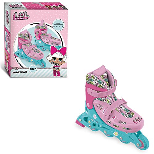 Mondo Toys – Design LOL In Line Skates – Patines en línea Ajustables – Ruedas de PVC – Roller niño/niña – Talla M/M 33/36 – 28563