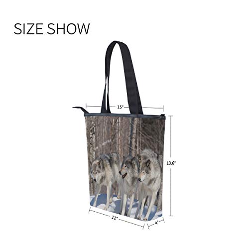 Monedero Compras Caballo Correa ligera Invierno Nevado Campo Bosque Lobo Animal para mujeres Niñas Damas Damas Bolsos de hombro Bolso de mano Bolsos