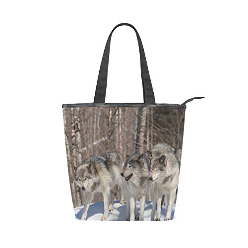 Monedero Compras Caballo Correa ligera Invierno Nevado Campo Bosque Lobo Animal para mujeres Niñas Damas Damas Bolsos de hombro Bolso de mano Bolsos