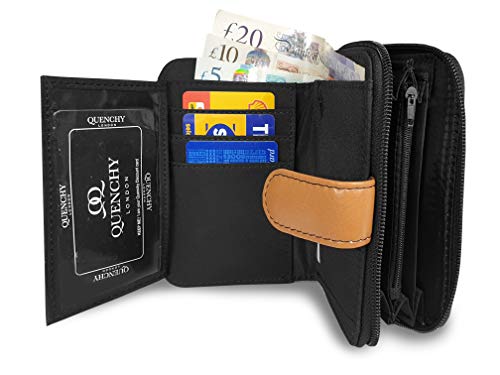 Monedero de Cuero Real RFID y Bloqueo NFC con 2 Secciones de Monedas con Cremallera, 5 Bandejas de Monedas, 6 Ranuras para Espacios de Tarjetas de Crédito y Débito 14cm x10 x3 QL841M (Multicolor) Monedero de Cuero Real RFID y Bloqueo NFC con 2 Secciones de Monedas con Cremallera, 5 Bandejas de Monedas, 6 Ranuras para Espacios de Tarjetas de Crédito y Débito 14cm x10 x3 QL841M (Multicolor)