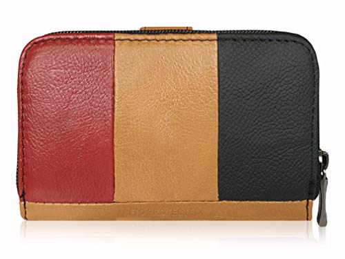 Monedero de Cuero Real RFID y Bloqueo NFC con 2 Secciones de Monedas con Cremallera, 5 Bandejas de Monedas, 6 Ranuras para Espacios de Tarjetas de Crédito y Débito 14cm x10 x3 QL841M (Multicolor) Monedero de Cuero Real RFID y Bloqueo NFC con 2 Secciones de Monedas con Cremallera, 5 Bandejas de Monedas, 6 Ranuras para Espacios de Tarjetas de Crédito y Débito 14cm x10 x3 QL841M (Multicolor)