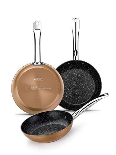 Monix M740040 Copper - Set de 3 Sartenes Efecto Cobre, Aluminio Forjado Antiadherente con Partículas de Titanio, Aptas para Todo Tipo de Cocinas incluso Inducción, 20-24-28 cm Monix M740040 Copper - Set de 3 Sartenes Efecto Cobre, Aluminio Forjado Antiadherente con Partículas de Titanio, Aptas para Todo Tipo de Cocinas incluso Inducción, 20-24-28 cm