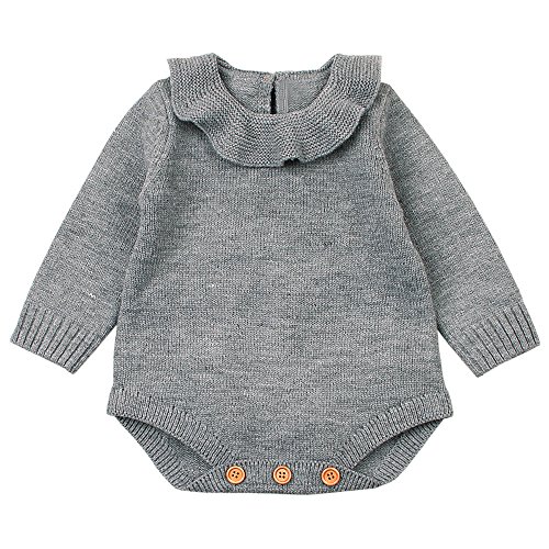 Mono Bebé, LANSKIRT Recién Nacido Bebé Niña Color Sólido Manga Larga Tejido de Punto Escote de Hoja de Loto Romper Mono Ropa de Trajes Mono Bebé, LANSKIRT Recién Nacido Bebé Niña Color Sólido Manga Larga Tejido de Punto Escote de Hoja de Loto Romper Mono Ropa de Trajes
