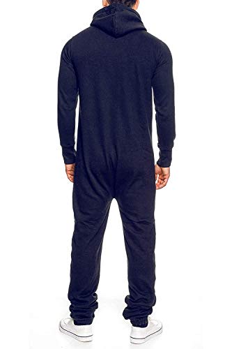 Mono de forro polar para hombre, traje de chándal para hombre, bonito y elegante, con capucha, ropa de dormir azul oscuro1 M