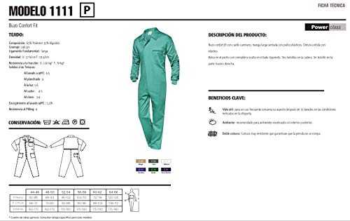 Mono De Trabajo Manga Larga Resistente de Hombre Verde Soldador/Mecanico. Tallas 60-62. Ref: 1111