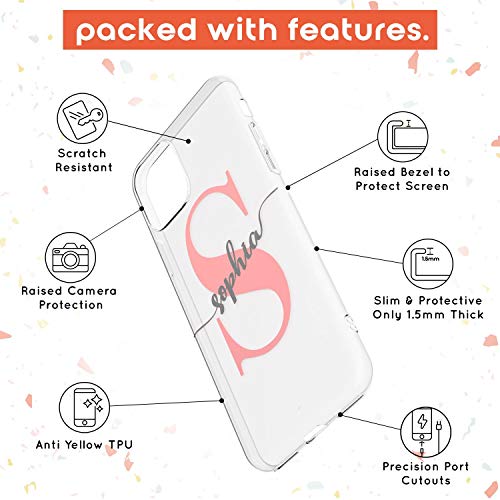 Monograma personalizó la Inicial Gris Rosado Slim Funda para iPhone 11 Pro MAX TPU Protector Ligero Phone Protectora con La Manera Caliente De