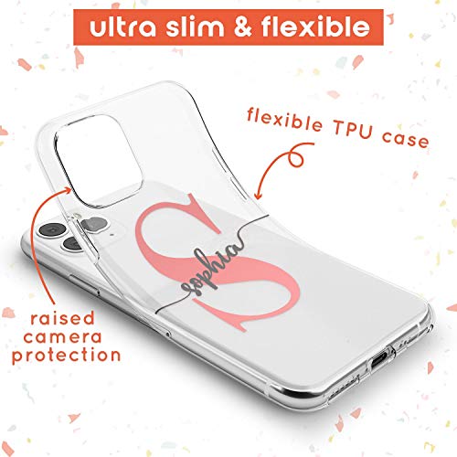 Monograma personalizó la Inicial Gris Rosado Slim Funda para iPhone 11 Pro MAX TPU Protector Ligero Phone Protectora con La Manera Caliente De