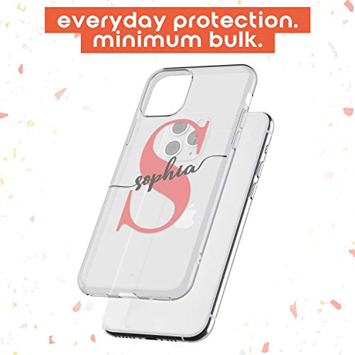 Monograma personalizó la Inicial Gris Rosado Slim Funda para iPhone 11 Pro MAX TPU Protector Ligero Phone Protectora con La Manera Caliente De