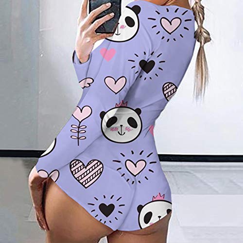 Monos Mujer Estampado Fresa Mono Corto de Manga Larga para Mujer Camiseta Ropa de Dormir Mono Body Trajes caseros