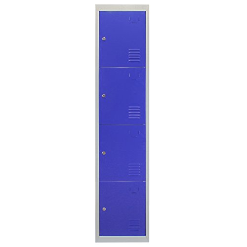 MonsterShop - 3 Taquillas con 4 Puertas Azules de Acero 45cm x 114cm x 180cm para Escuelas, Gimnasios y Vestuarios
