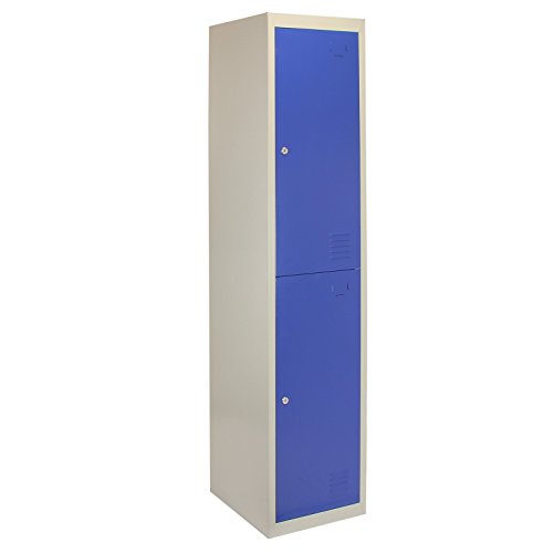 MonsterShop - 3 Taquillas para Ensamblar con 2 Puertas Azules de Acero 45cm x 114cm x 180cm para Escuelas, Gimnasios y Vestuarios