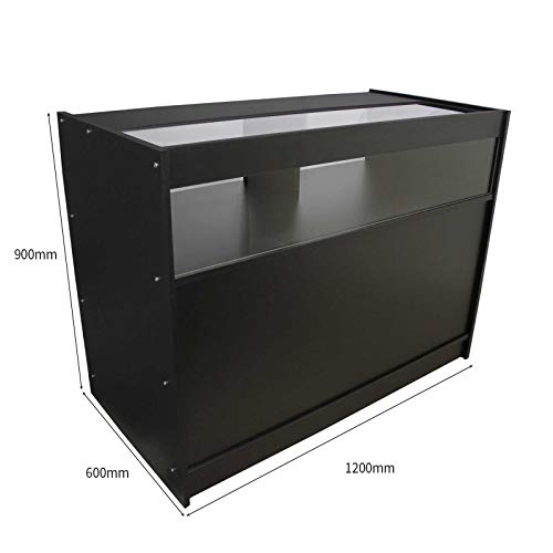 MonsterShop - B1200 Mostradore Mesas de Recepción mueble Oficina Mostradores Peluqueria Comercial Expositor| Negro 120cm (anchura) x 60cm (profundidad) x 90cm (altura)