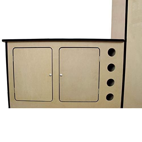 MonsterShop - Cocina para Autocaravana y Càmper de Madera MDF 18mm de Espesor con 3 Armarios y Botellero 202cm x 42cm x 124cm MonsterShop - Cocina para Autocaravana y Càmper de Madera MDF 18mm de Espesor con 3 Armarios y Botellero 202cm x 42cm x 124cm