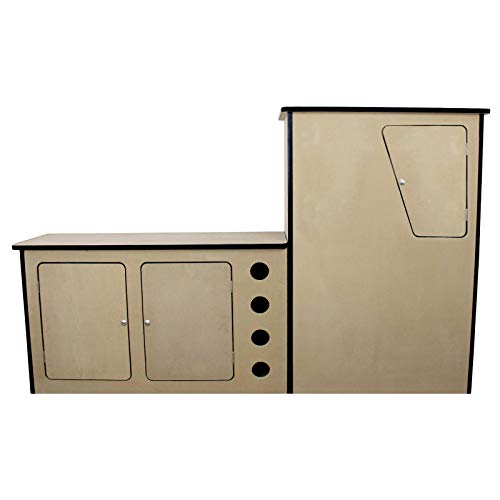 MonsterShop - Cocina para Autocaravana y Càmper de Madera MDF 18mm de Espesor con 3 Armarios y Botellero 202cm x 42cm x 124cm MonsterShop - Cocina para Autocaravana y Càmper de Madera MDF 18mm de Espesor con 3 Armarios y Botellero 202cm x 42cm x 124cm