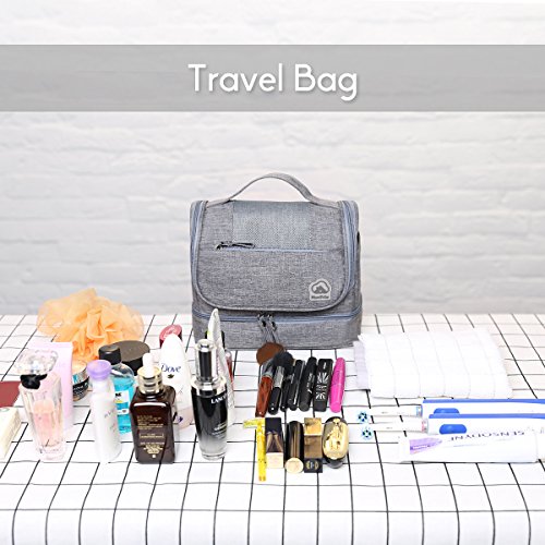 MonTrüe Neceser Impermeable para Hombres y Mujeres | Bolsa de Aseo Colgante de 7 litros | Bolsa de cosméticos de Viaje para artículos de Viaje Secos y mojados, Gris Claro