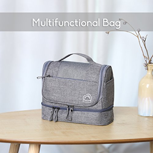 MonTrüe Neceser Impermeable para Hombres y Mujeres | Bolsa de Aseo Colgante de 7 litros | Bolsa de cosméticos de Viaje para artículos de Viaje Secos y mojados, Gris Claro