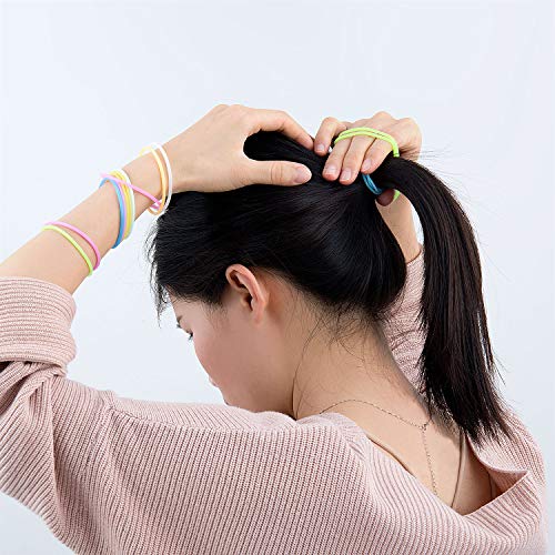 MOOKLIN - 100 Unids Cuerda Silicona del Pelo Gomas del pelo Elástica Lazos del Pelo duraderas Diademas de Multicolor Pulsera Banda de Pelo (Luminoso en la oscuridad)