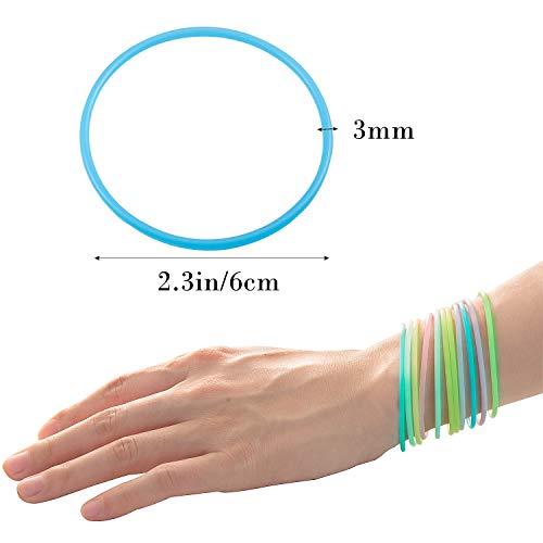 MOOKLIN - 100 Unids Cuerda Silicona del Pelo Gomas del pelo Elástica Lazos del Pelo duraderas Diademas de Multicolor Pulsera Banda de Pelo (Luminoso en la oscuridad)