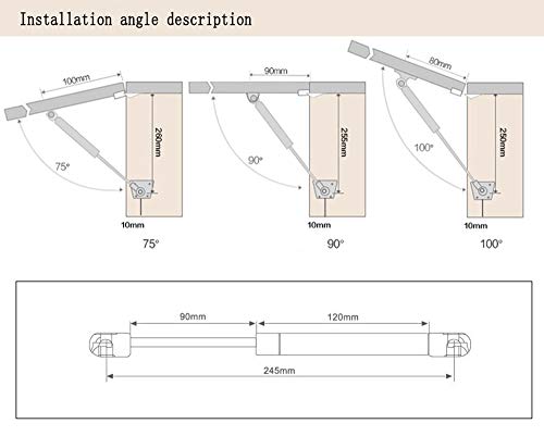 moon-1Resorte de gas,120N/26lb/12KG, Amortiguadores de gas, Bisagras de cierre suave,Soportes de levantamiento,Bisagras de gabinete de cocina Soporte hidráulico Puerta Bisagra de resorte[2 Pack]