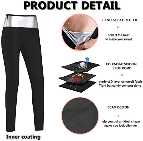 Moonssy Pantalones de Sauna Adelgazantes Mujer NANOTECNOLOGÍA, Leggins Reductores Adelgazantes, Leggins Anticeluliticos Cintura Alta, Mallas Fitness Push Up para Deporte Running Yoga Gym (M)