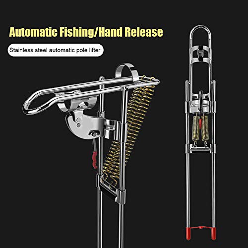 Mooyod Stainless Steel Fishing Rod Holder Rack Automatically Pulls Back Portable Double Spring