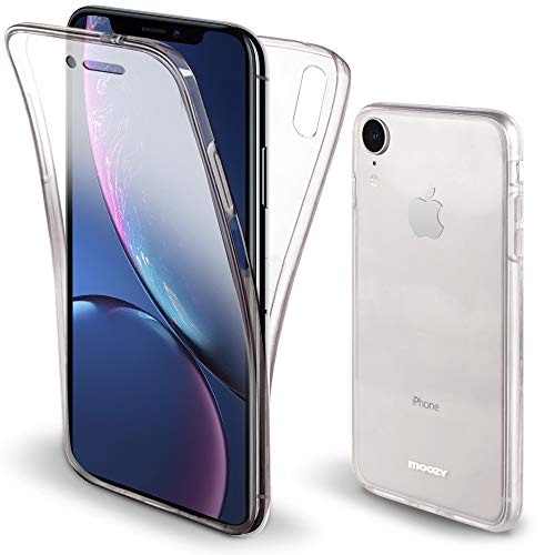 Moozy Funda 360 Grados para iPhone XR Transparente Silicona - Full Body Case Carcasa Protectora Cuerpo Completo