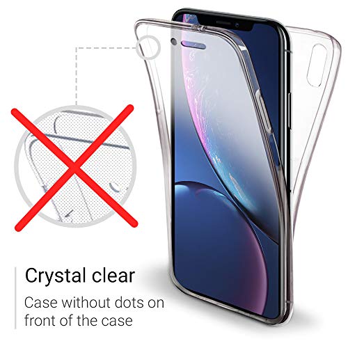 Moozy Funda 360 Grados para iPhone XR Transparente Silicona - Full Body Case Carcasa Protectora Cuerpo Completo