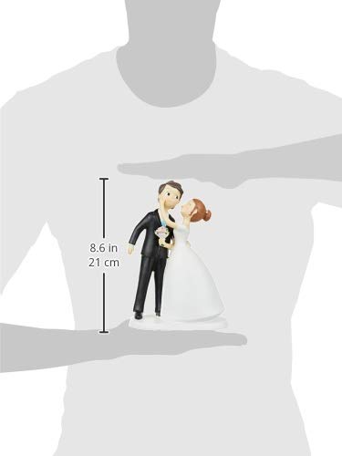 Mopec Y971 - Figura para tarta de boda, pareja de novios beso, 21 cm, color blanco roto