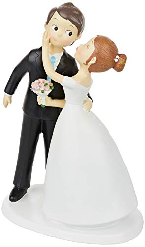 Mopec Y971 - Figura para tarta de boda, pareja de novios beso, 21 cm, color blanco roto Mopec Y971 - Figura para tarta de boda, pareja de novios beso, 21 cm, color blanco roto