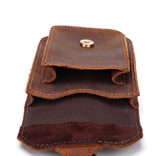 Morbuy Cinturón Bolso de Cintura Hombre, Multiusos Cuero Genuino Vertical Riñonera para Casual Deporte Senderismo de Viaje (Pequeña, Marrón)