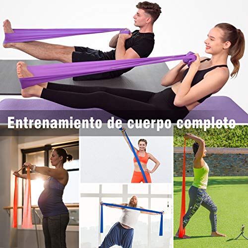 Morfone 3 Piezas Bandas elasticas Fitness, Cintas elásticas Resistencia con 3 Niveles,Banda Elastica Entrenamiento para Yoga, Pilates, estiramientos, y rehabilitación